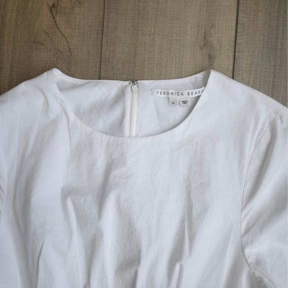 Veronica Beard Torres White Poplin Long Sleeve Mini Dress Women Sz 10 - Picture 11 of 15